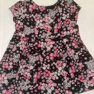 Janie And Jack Baby Girl 3-6 Months Black And Pink Floral Dress Easter Formal